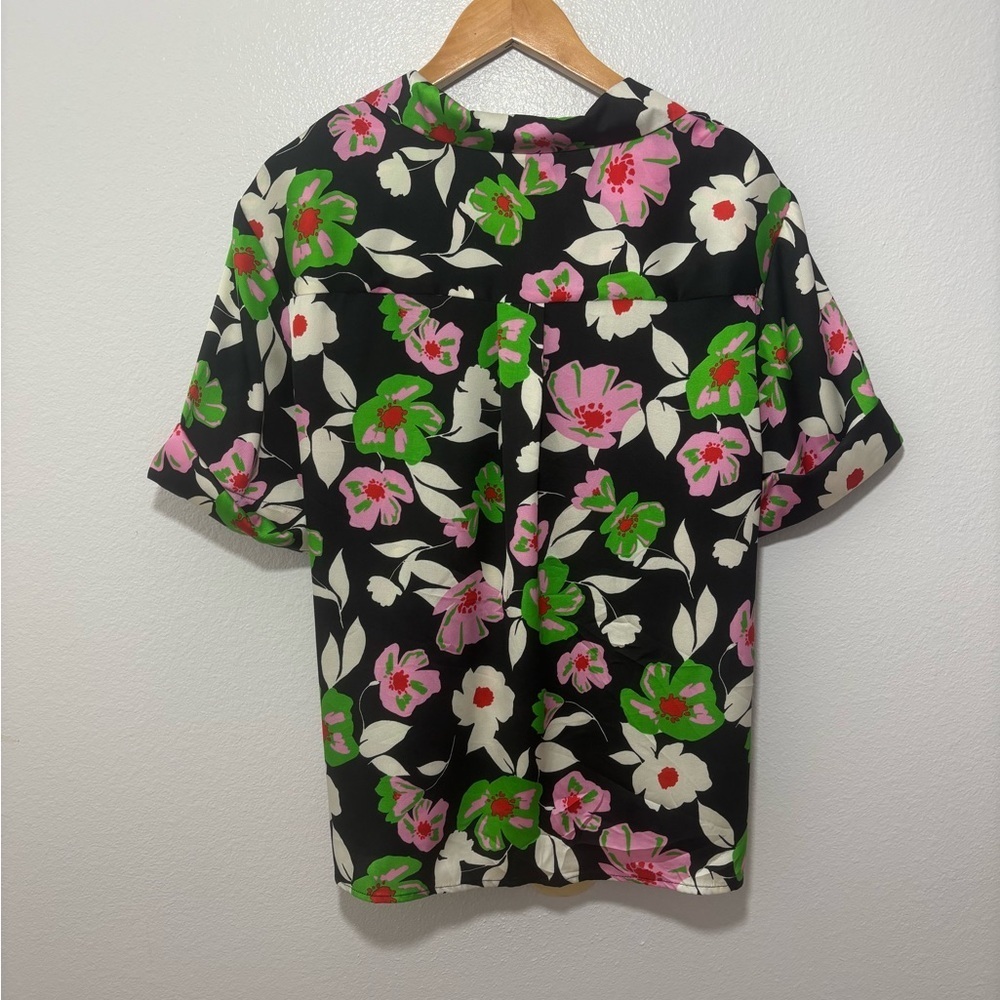 Who What Wear Floral Wrap Tie Blouse Top Black Pink Green | XXL - Picture 8 of 13
